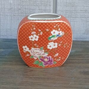 Floral Orange Ceramic Vase